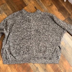 LOFT Marled Black and Gray Turtleneck Sweater